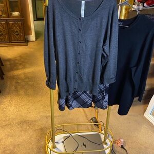 Pina Rossi Charcoal Button-Up Sweater